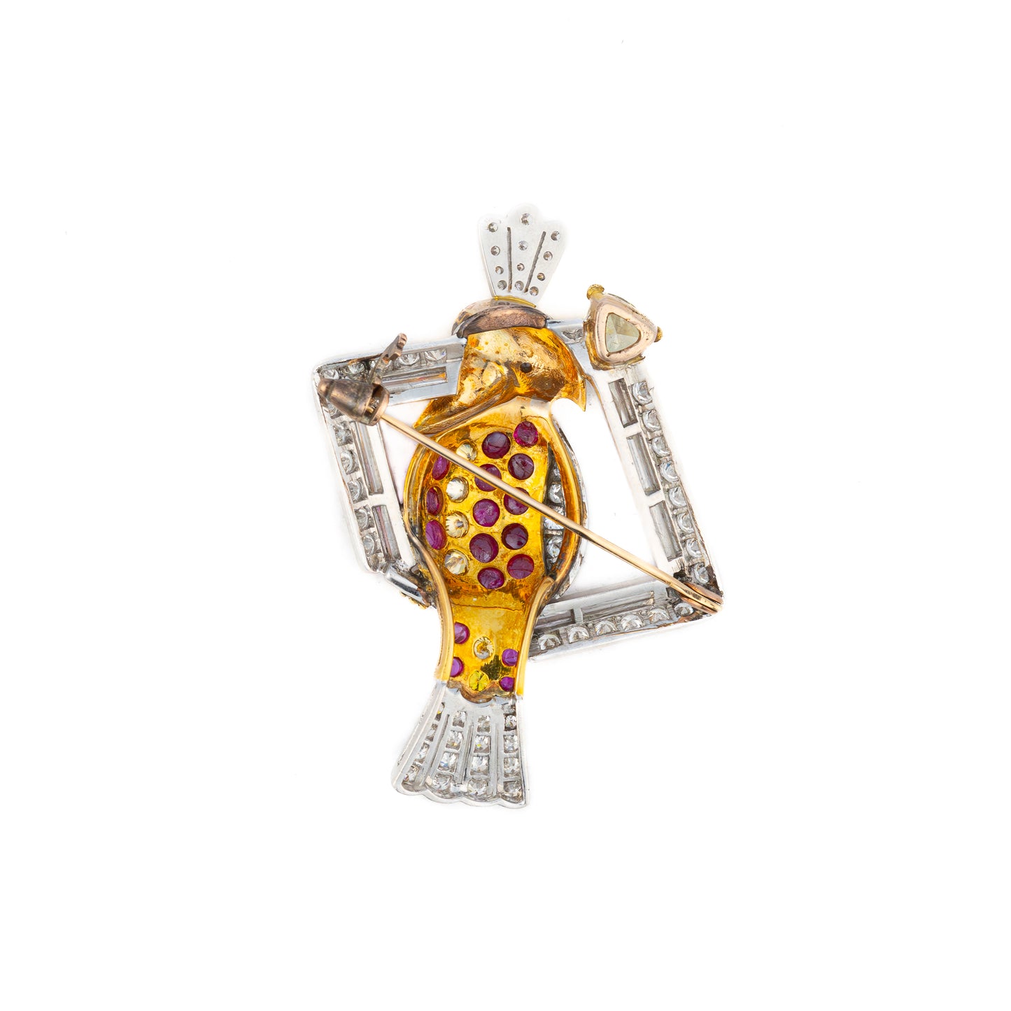 Vintage Diamond & Multi Gem Bird Brooch