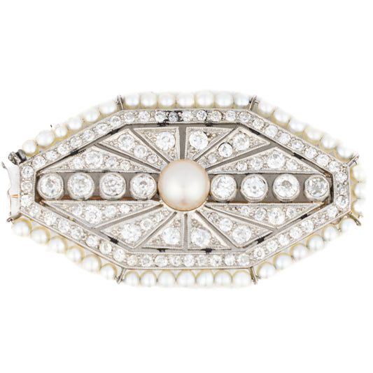 Antique Pearl and Diamond Brooch
