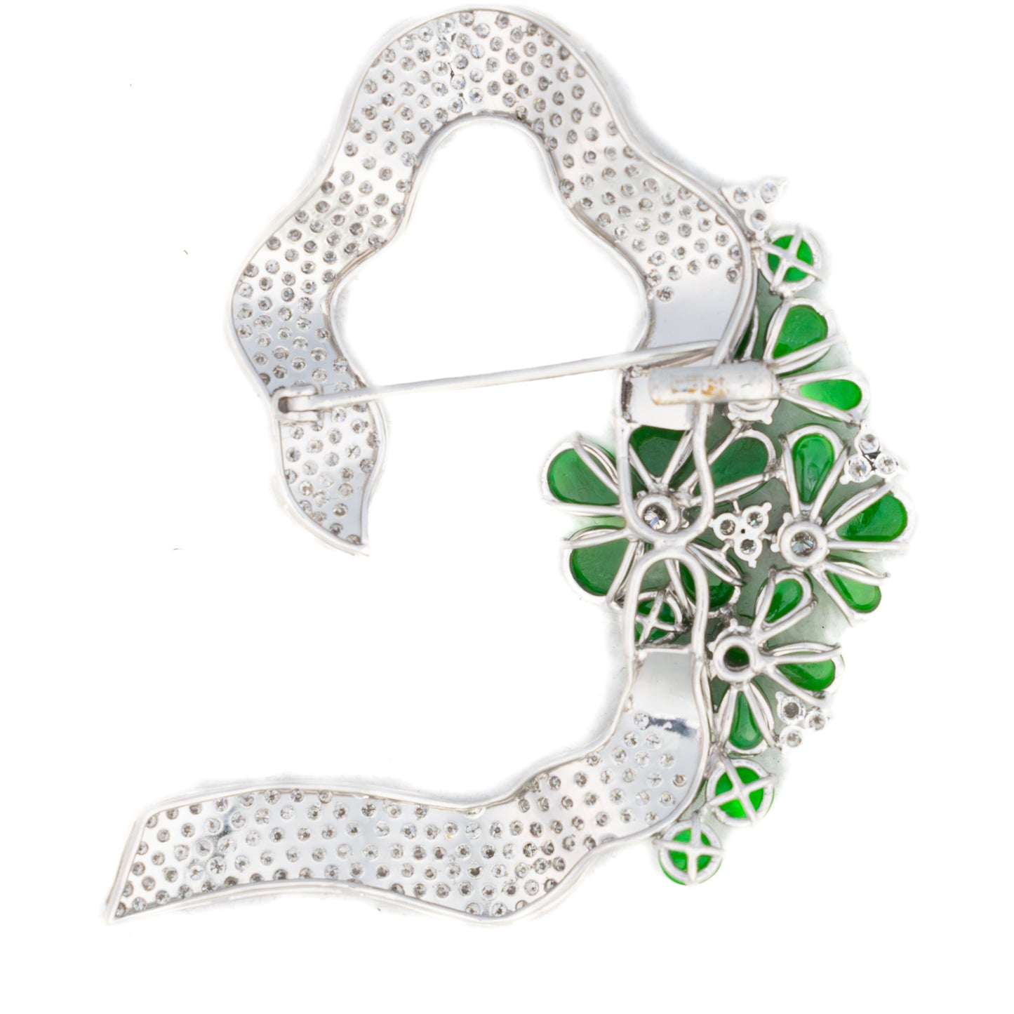 Diamond and Emerald Floral Brooch