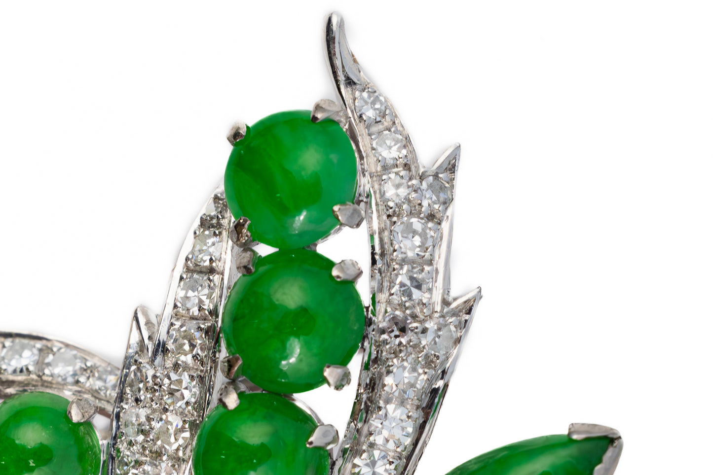 Diamond and Emerald Leaf Brooch