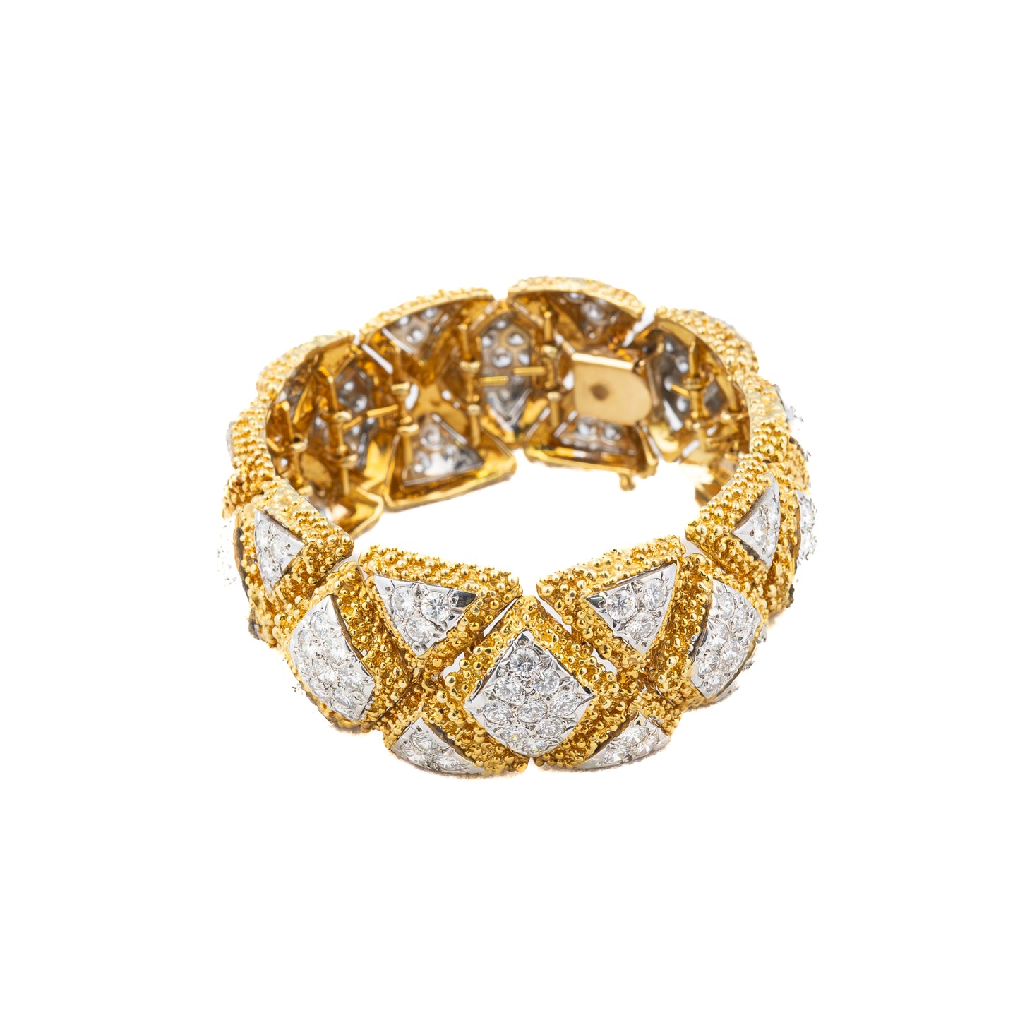 Vintage Two Tone Gold and Diamond Bangle Bracelet