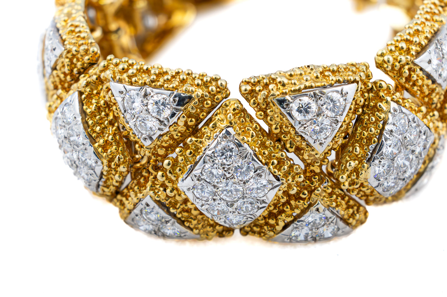 Vintage Two Tone Gold and Diamond Bangle Bracelet