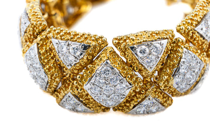 Vintage Two Tone Gold and Diamond Bangle Bracelet