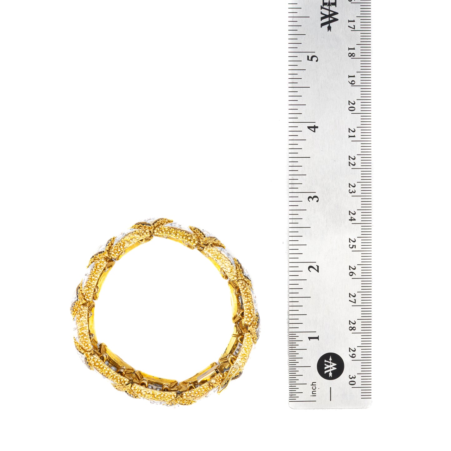 Vintage Two Tone Gold and Diamond Bangle Bracelet