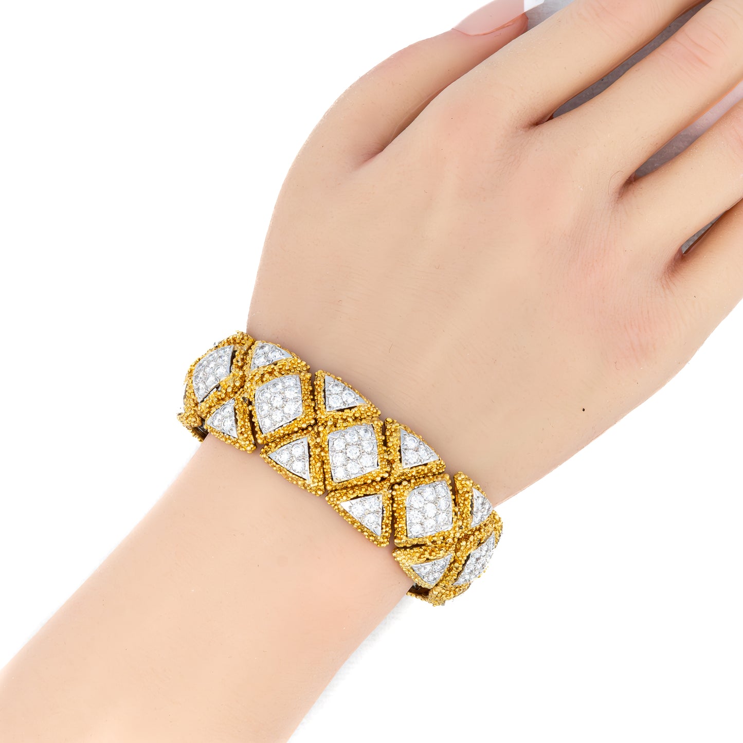 Vintage Two Tone Gold and Diamond Bangle Bracelet