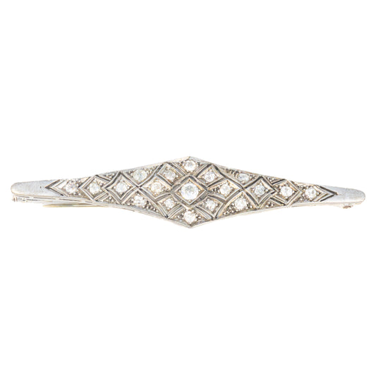 Art Deco Diamond Bar Brooch in Platinum