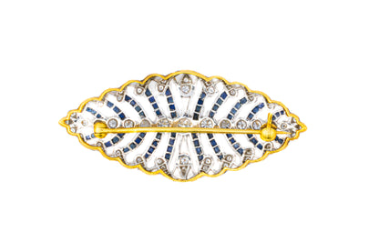 Diamond and Sapphire Openwork Filigree Brooch