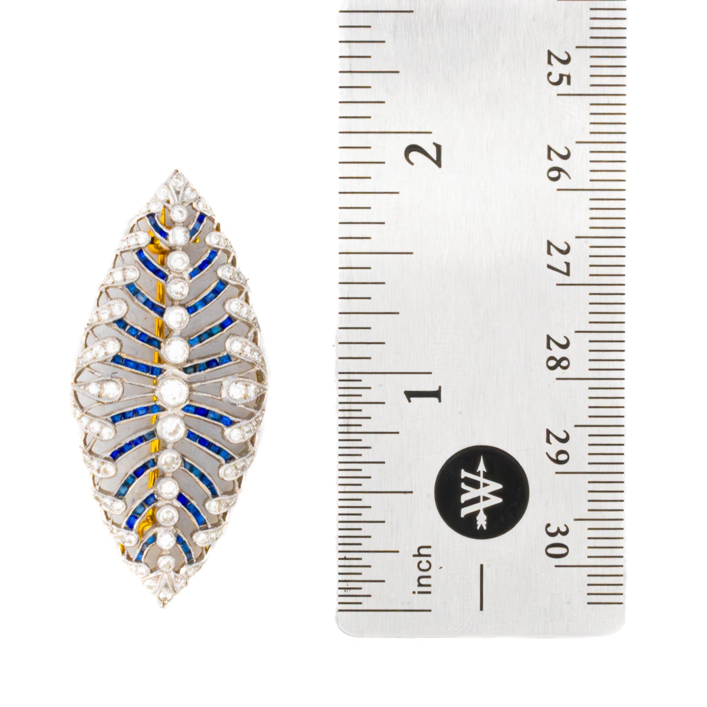 Diamond and Sapphire Openwork Filigree Brooch