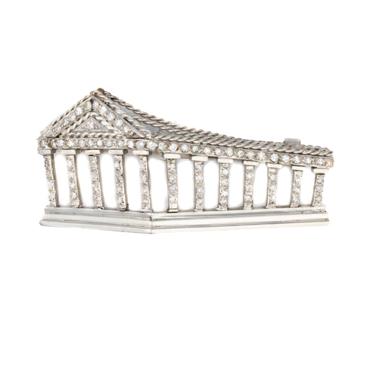 Architectural Diamond Pavilion Brooch in Platinum