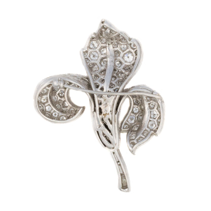 Diamond Floral Brooch in Platinum