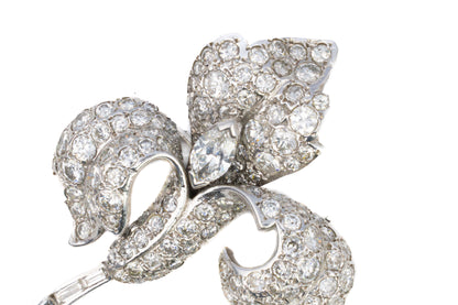 Diamond Floral Brooch in Platinum