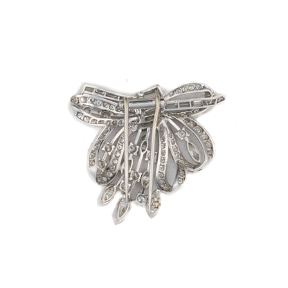 Round, Baguette and Marquise cut Diamond Bow Brooch
