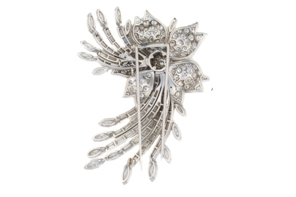 Multi Cut Diamond Floral Brooch in Platinum