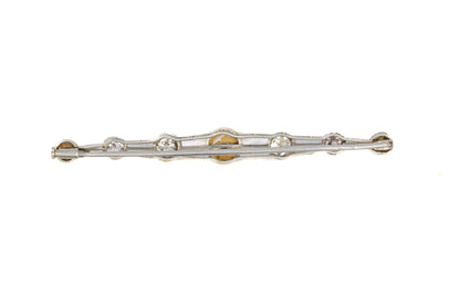 Art Deco Pearl and Diamond Platinum Bar Brooch