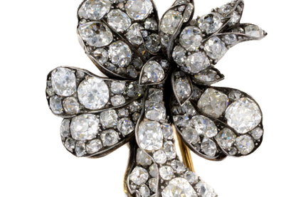 Antique Diamond Floral Brooch Silver with Gold Platting Brooch