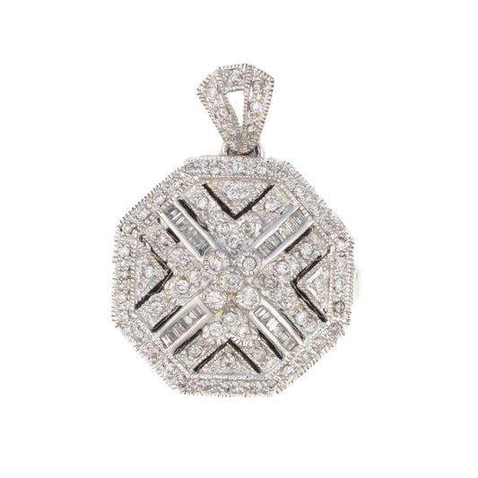 Diamond Octagonal White Gold Locket Pendant