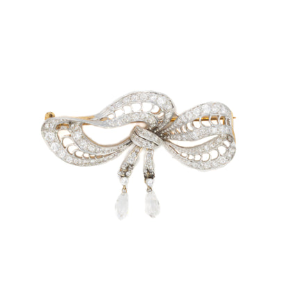 Diamond Bow Drop Brooch