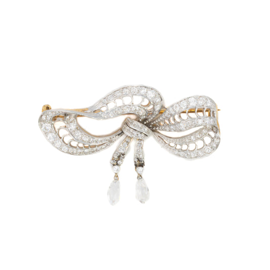 Diamond Bow Drop Brooch
