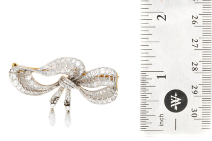 Diamond Bow Drop Brooch