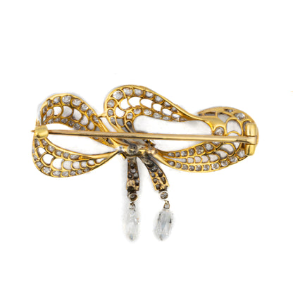 Diamond Bow Drop Brooch