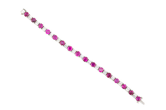 Ruby and Diamond Tennis Bracelet in Platinum