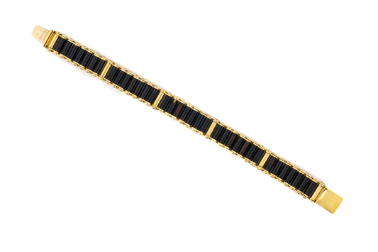 Onyx Beaded Yellow Gold Bracelet