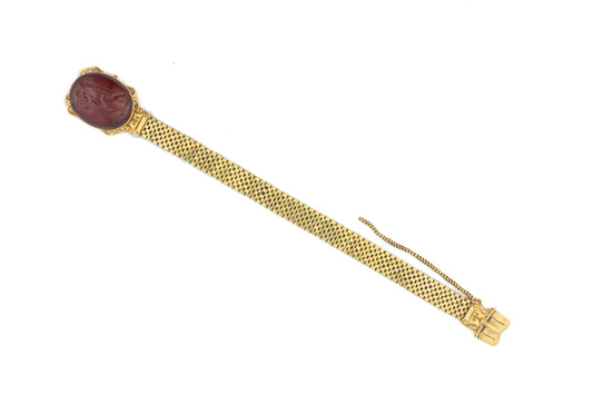 Antique Carnelian Intaglio Mesh Bracelet
