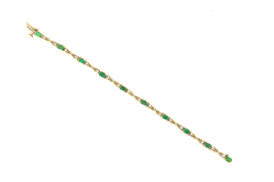Vintage Diamond and Emerald Link Bracelet