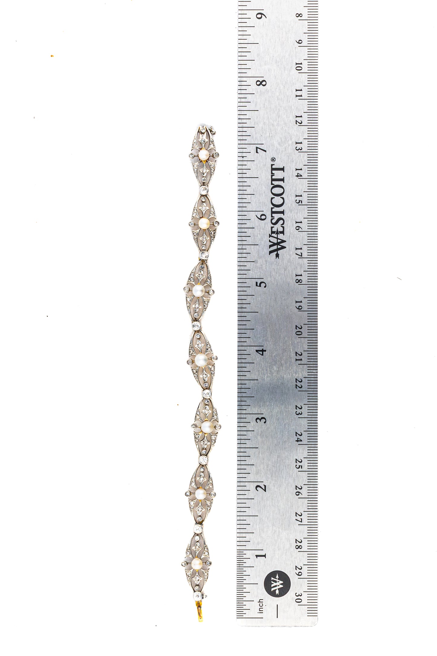 Diamond and Pearl Open Link Bracelet