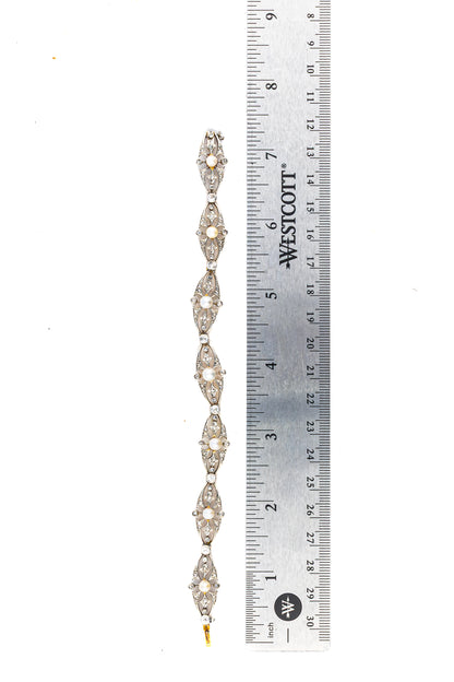 Diamond and Pearl Open Link Bracelet