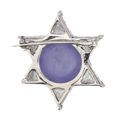 Rose Cut Diamond and Star Sapphire Star Brooch