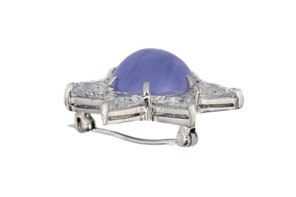 Rose Cut Diamond and Star Sapphire Star Brooch