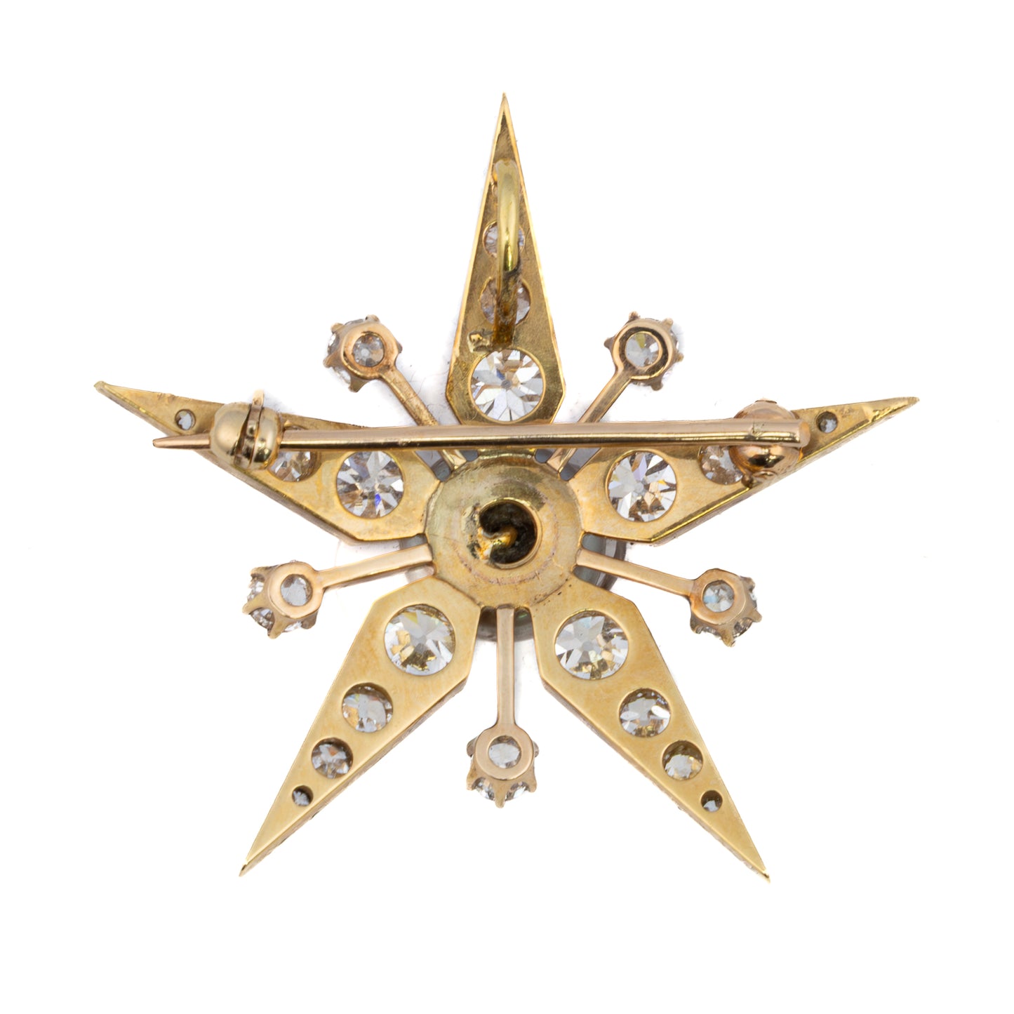 Tahitian Pearl and Diamond Starburst Brooch