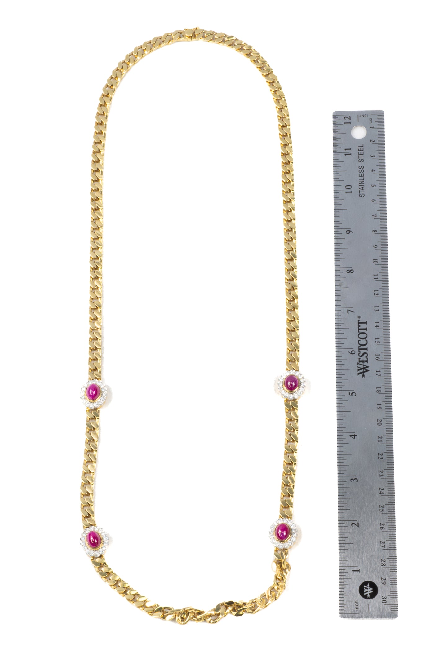 Cabochon Ruby and Diamond Station Necklace