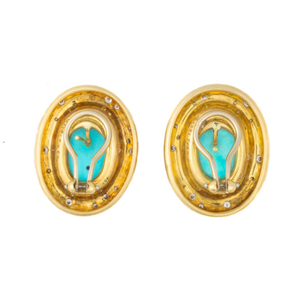 Angela Cummings for Tiffany & Co. Turquoise and Diamond Oval Earrings