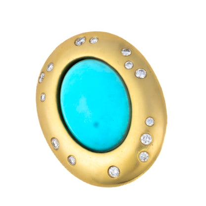 Angela Cummings for Tiffany & Co. Turquoise and Diamond Oval Earrings