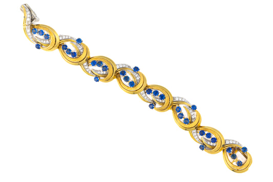 Tiffany & Co. Sapphire and Diamond Swirl Link Bracelet