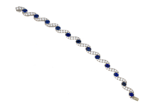 Oscar Heyman Platinum Diamond and Sapphire Twist Link Bracelet