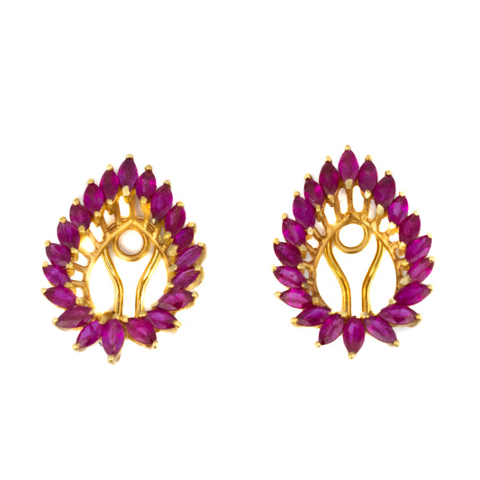 Ruby Marquise Cluster Open Teardrop Earrings