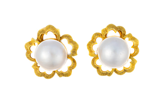 Pearl and Textured Floral Earrings
