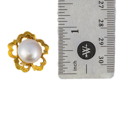 Pearl and Textured Floral Earrings