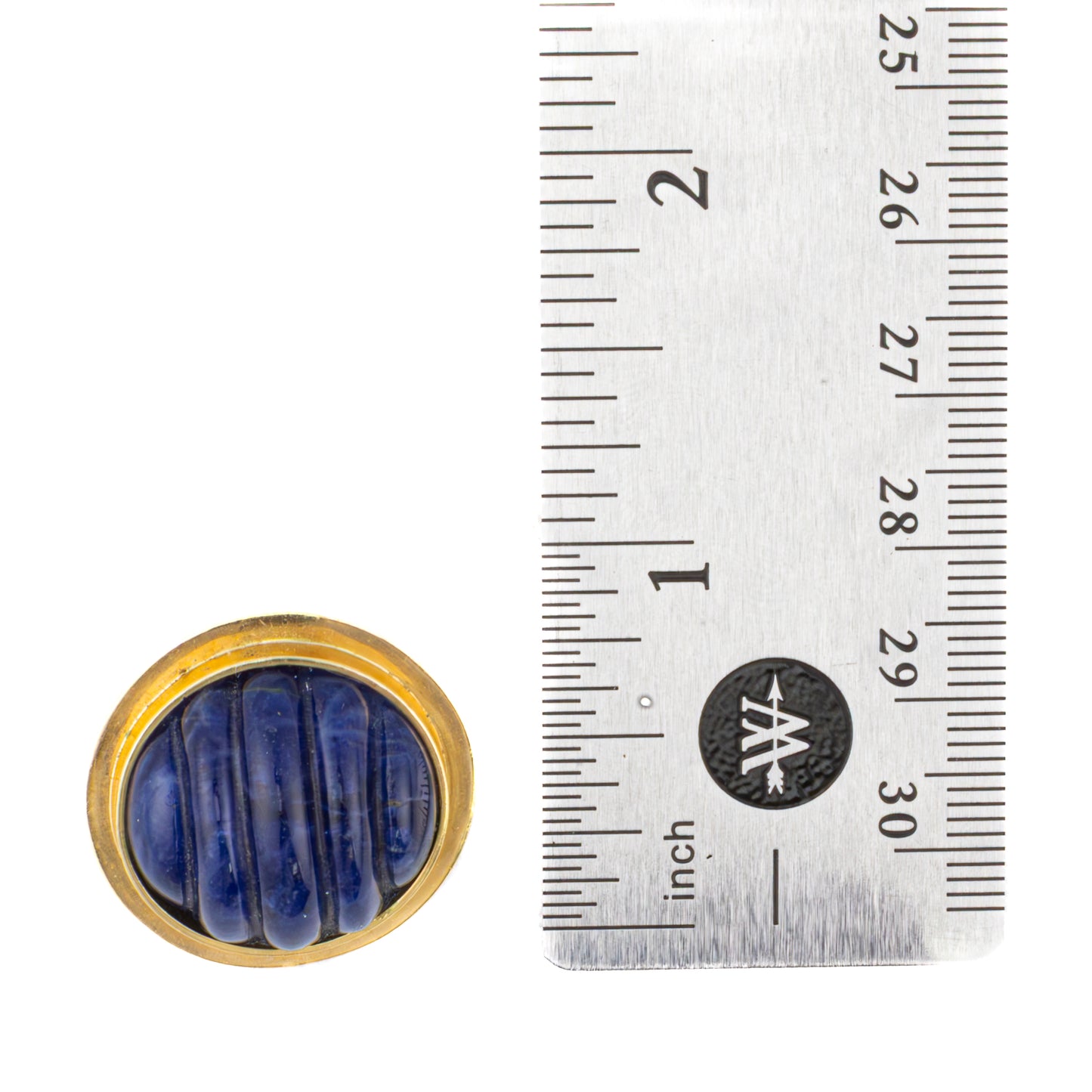 Carved Lapis Lazuli Round Earrings