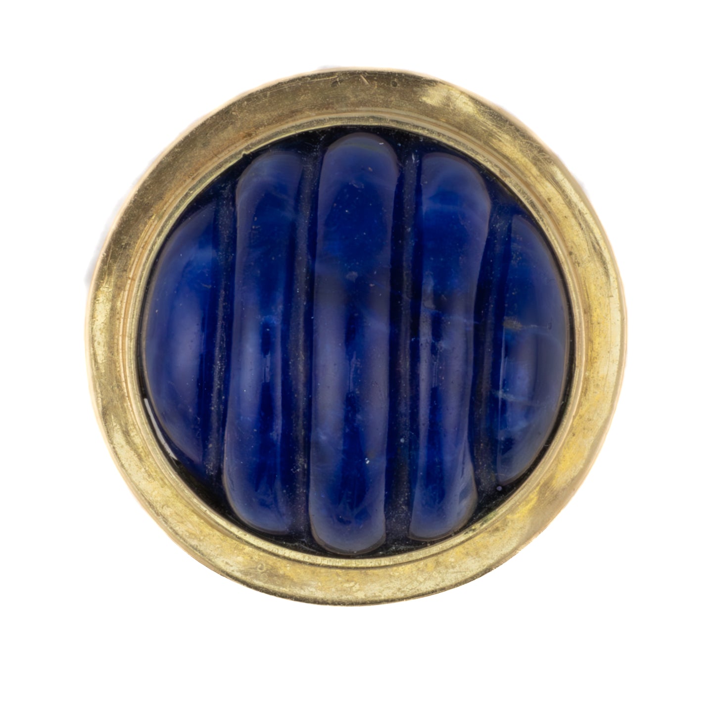 Carved Lapis Lazuli Round Earrings