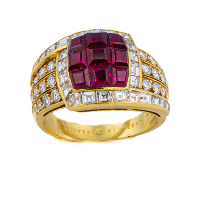 Van Cleef & Arpels Invisible-Set Ruby and Diamond Ring