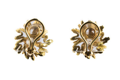 Textured Flower Diamond Stud Earrings