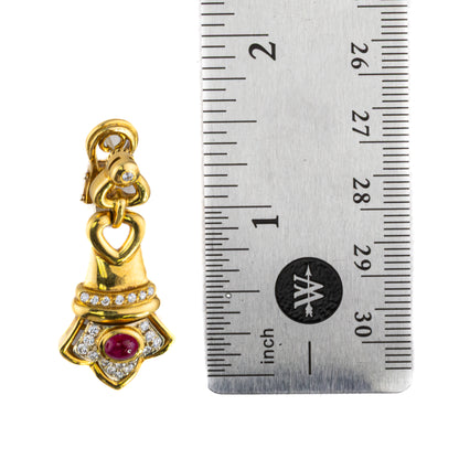 Cabochon Ruby & Diamond Earrings