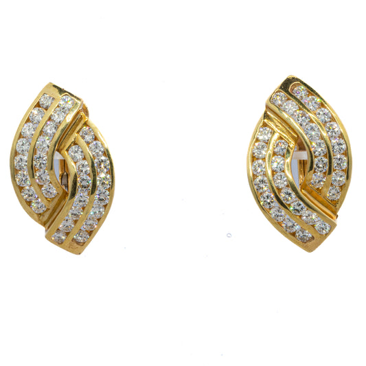 Diamond Swirl Gold Earrings