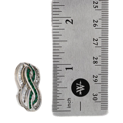 Emerald and Diamond Ribbon Motif Earrings