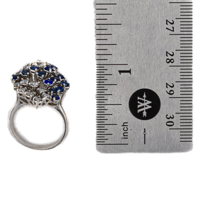 Diamond and Sapphire Cluster Ring