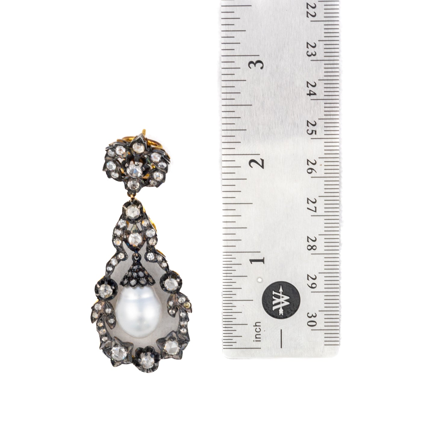 Antique-Style Pearl and Diamond Earrings